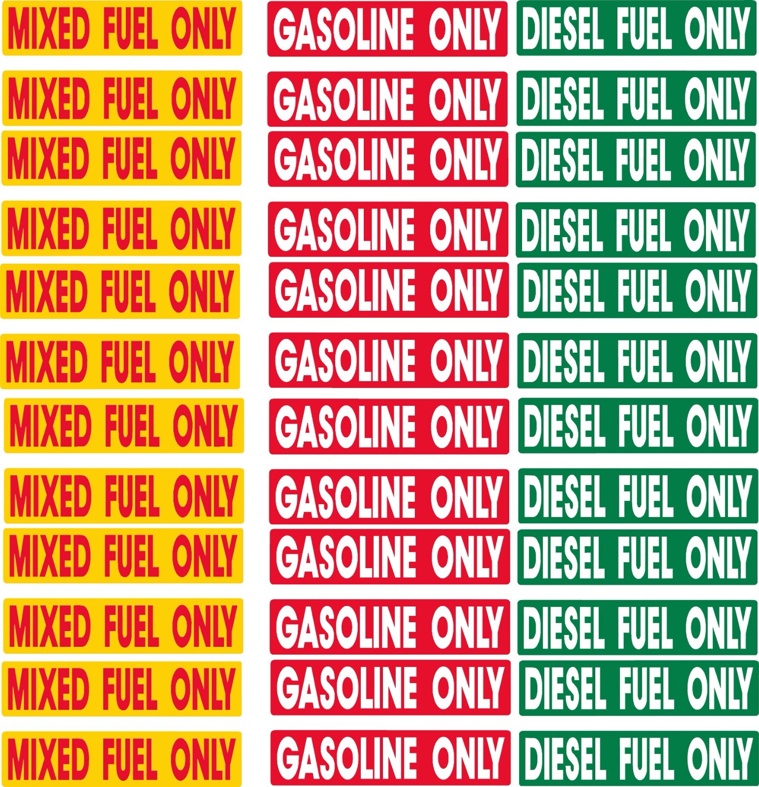DIESEL FUEL ONLY/GASOLINE ONLY/MIXED FUEL sticker decal truck label tank vinyl