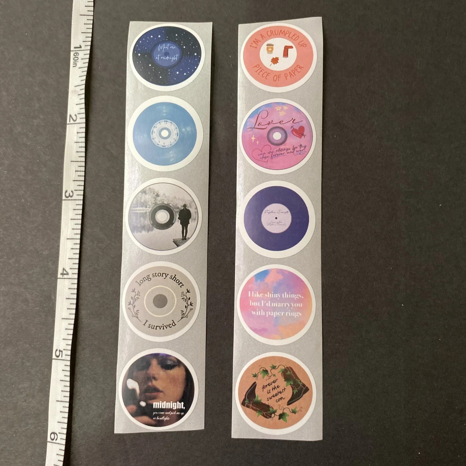 10 Taylor Swift Inspired Stickers/Decals-1 Inch Round CD/Record Album/Pop Rock!!