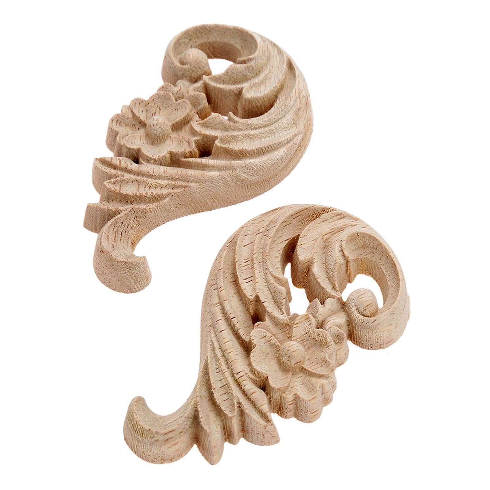 MUXSAM 1-Pair Rose Carved Wood Appliques Onlay, 8.5x5x1cm/3.35×1.97×0.39inch,…
