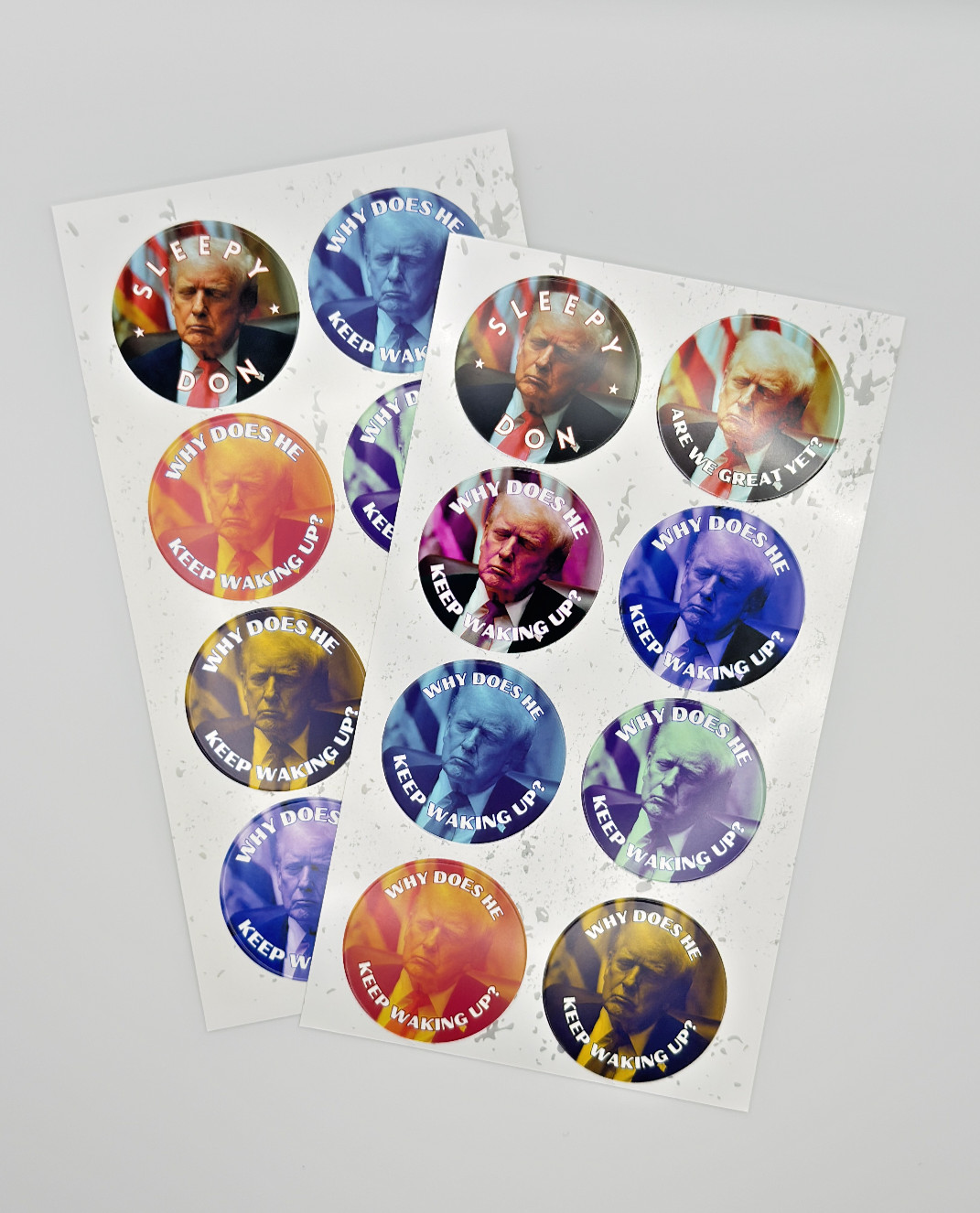 Donald Trump Asleep Stickers 8pc Assorted Anti Trump Political Humor Decals 2"
