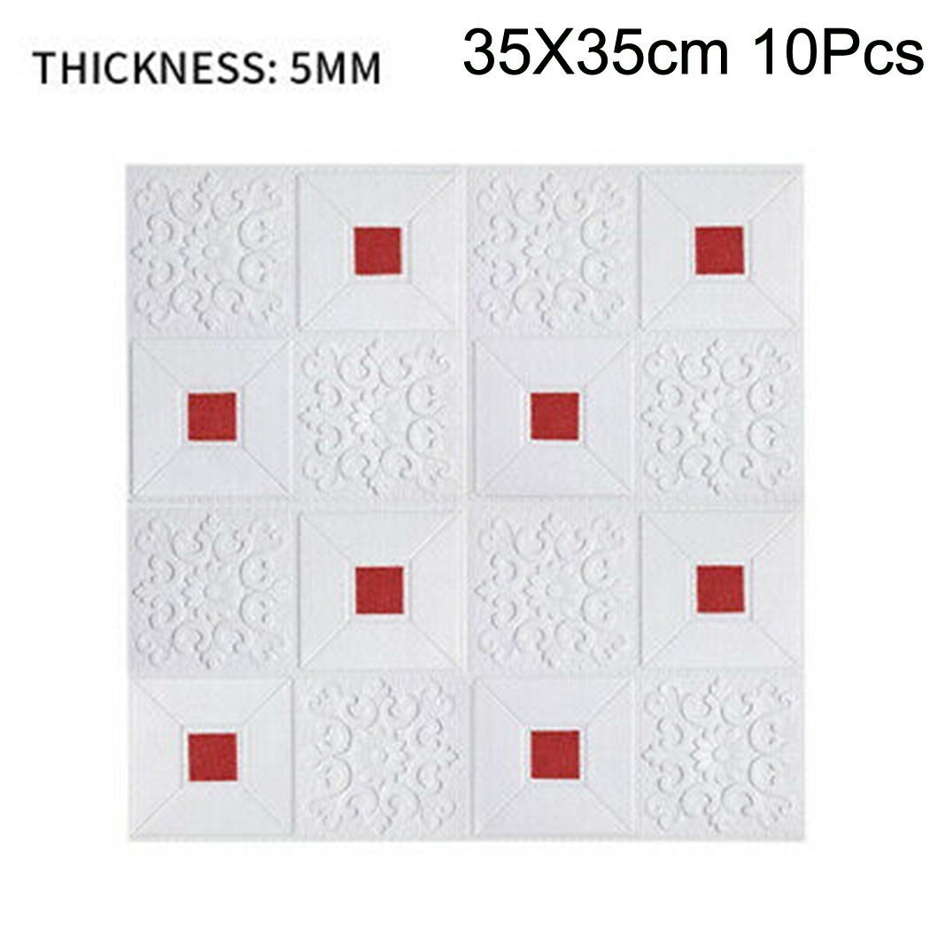 10pcs Waterproof and Removable Foam Wall Stickers Realistic Brick Look