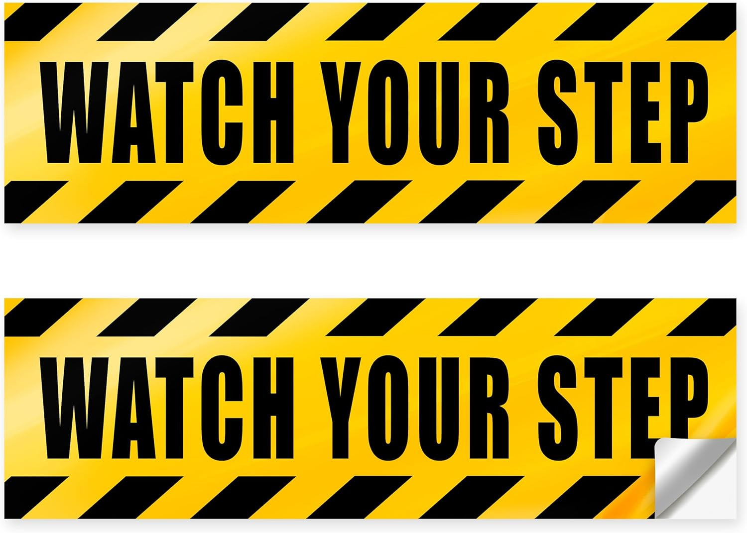 Watch Your Step Sticker, 10 X 3 Inch Reflective Yellow Safety Floor Decals, Wate