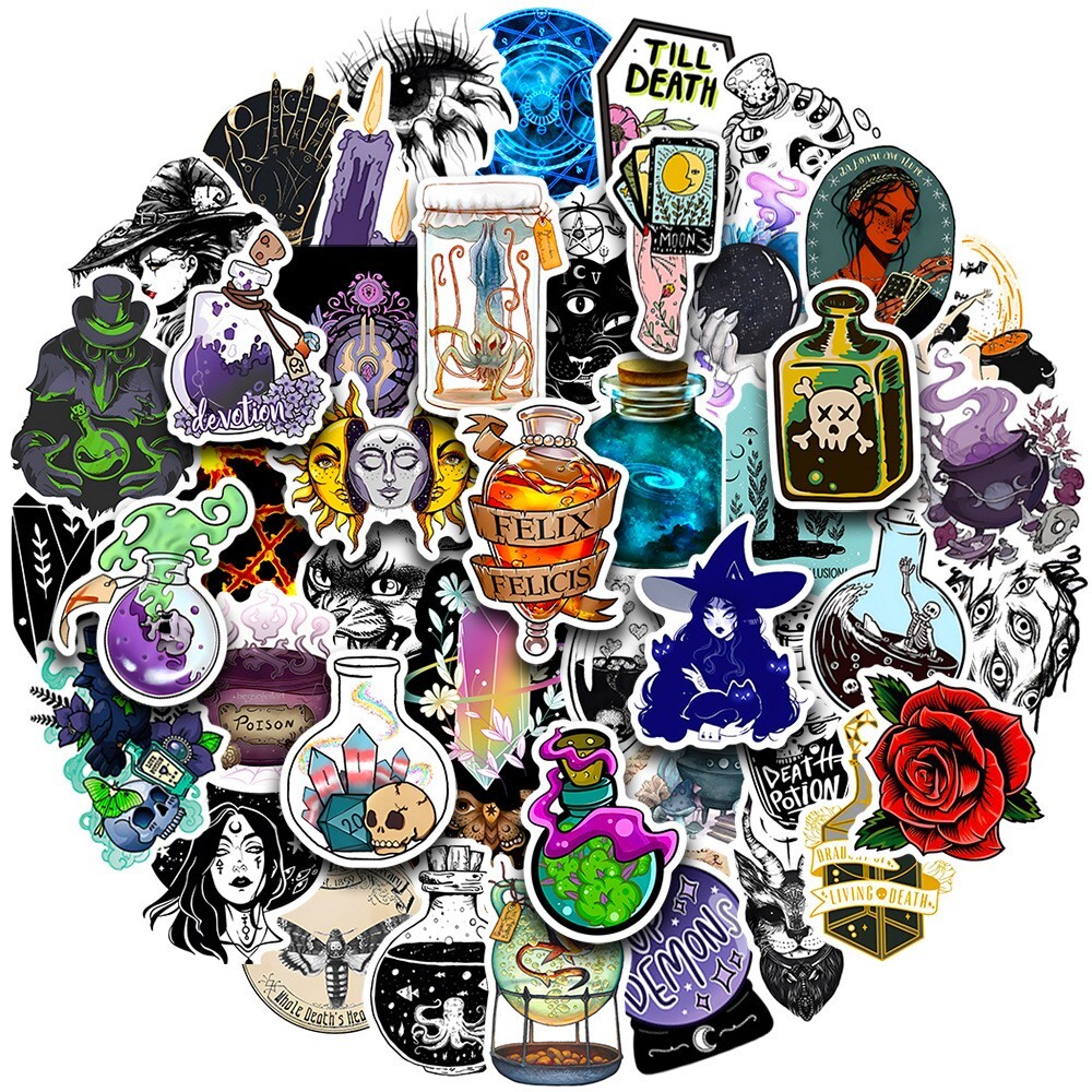 200pcs SPIRITUAL Stickers Pack,Crystal Potion Gothic Halloween Stickers,#196-199
