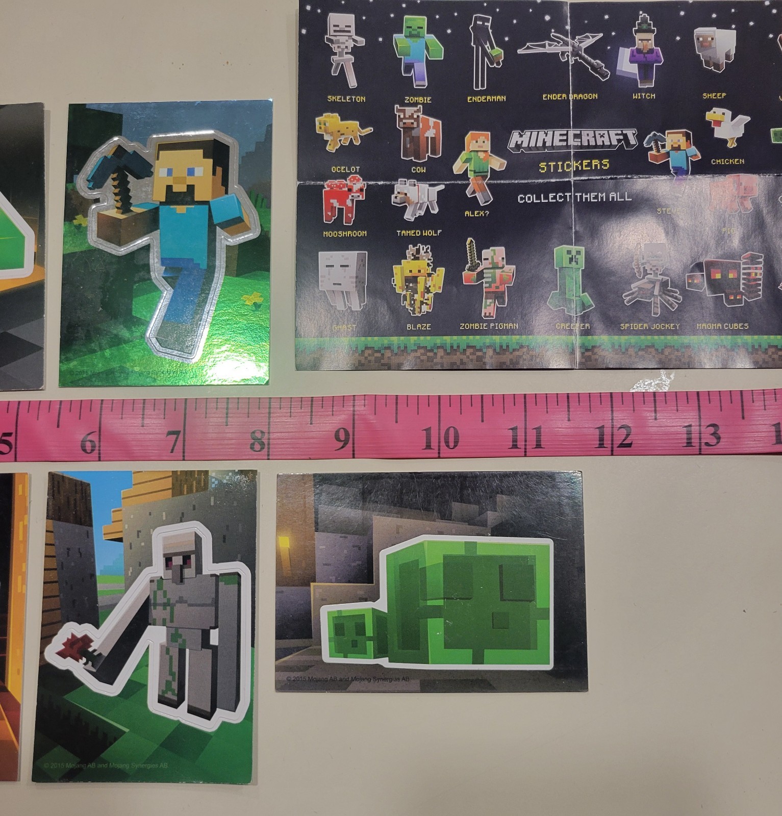 Minecraft Collectible Trading Card Stickers pack 7 Sticker Cards