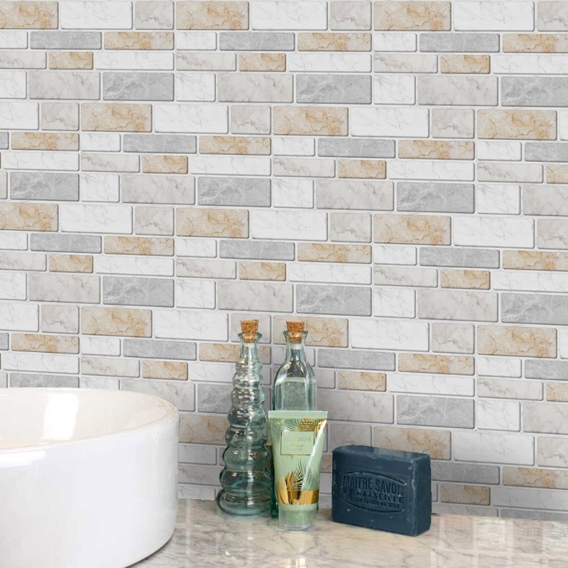 27pcs Imitation Marble Brick Tile Stickers DIY Self Adhesive Kitchen Floor Wall