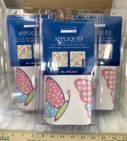 12 Pkgs. 480+ Butterfly and Flower Decals Stickers Appliques/Removable/Reusable