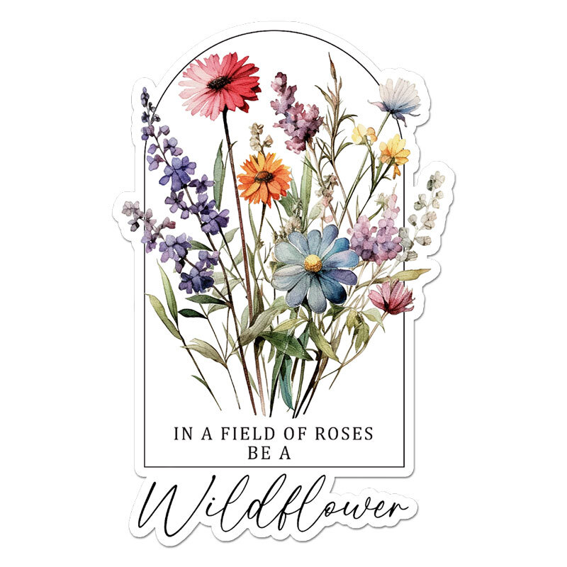 Field Roses Wildflower, Vinyl Decal Sticker, Indoor Outdoor, 3 Sizes, #11604