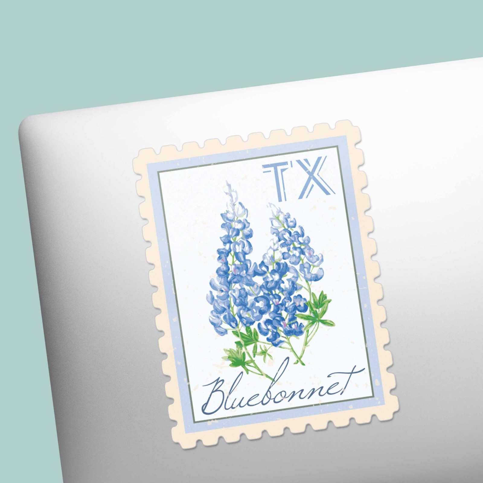 Texas State Flower Bluebonnets Sticker – Vintage Stamp TX Decal for Water Bottle