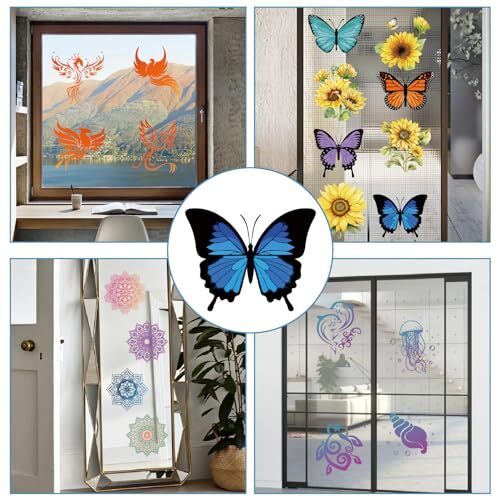4Pcs Window Decals Static Glass Sliding Door Sticker Clings Vinyl Butterfly
