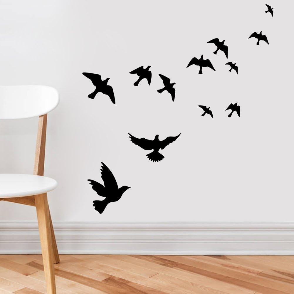Unique Irregular Shape Black Bird Wall Decal – Modern Vinyl Art for Walls