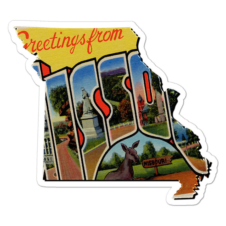 Vintage Missouri Map, Vinyl Decal Sticker, Indoor Outdoor, 3 Sizes, #8872