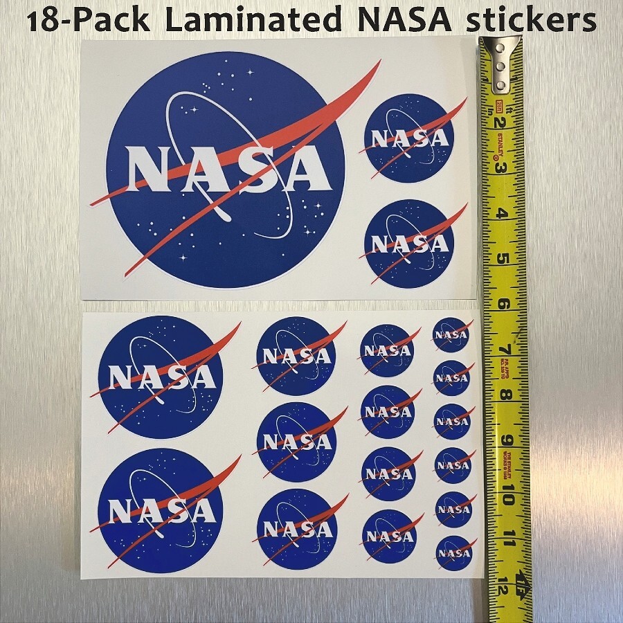 18 Pack NASA Laminated High Quality Stickers for Laptop, Window or Smooth Surfac
