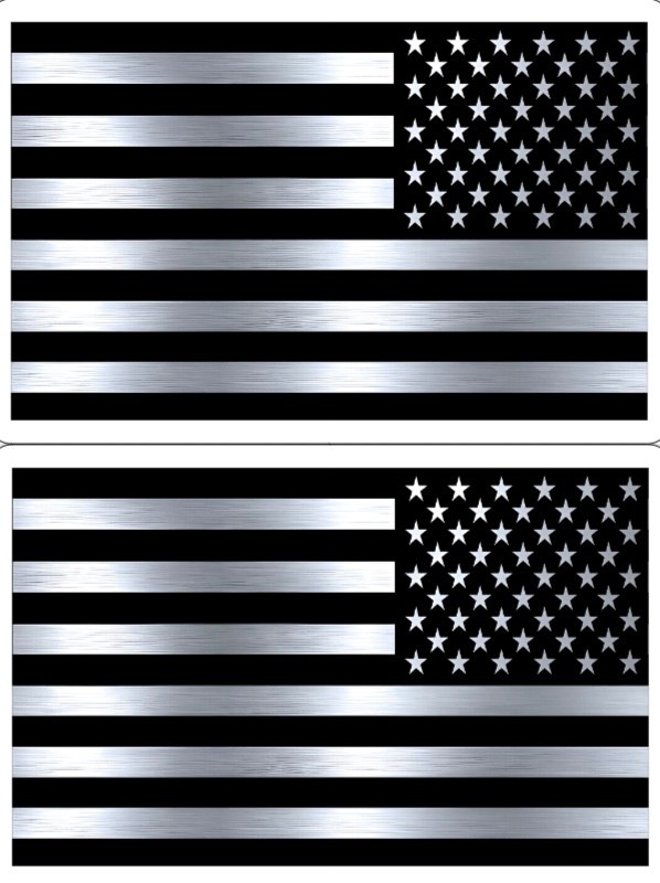 STICKER FLAG STICKER, 2 flag pack, reverse fields metallic color vinyl USA