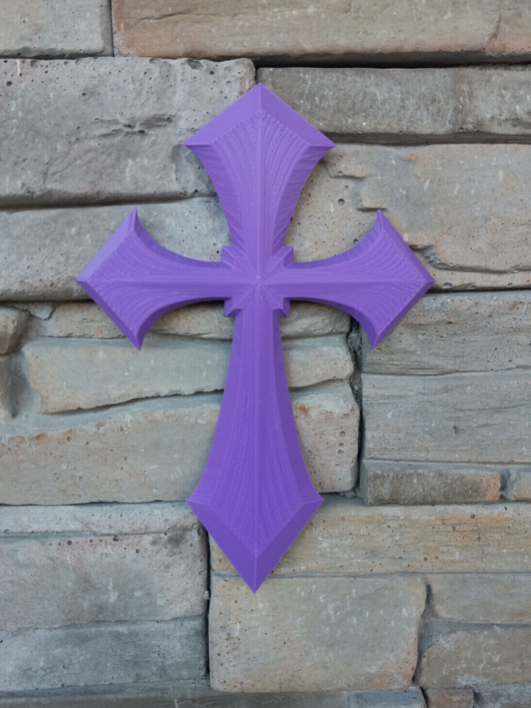Pretty Wall Art Crucifix Christian Faith Cross Decor Purple 9 inches Tall