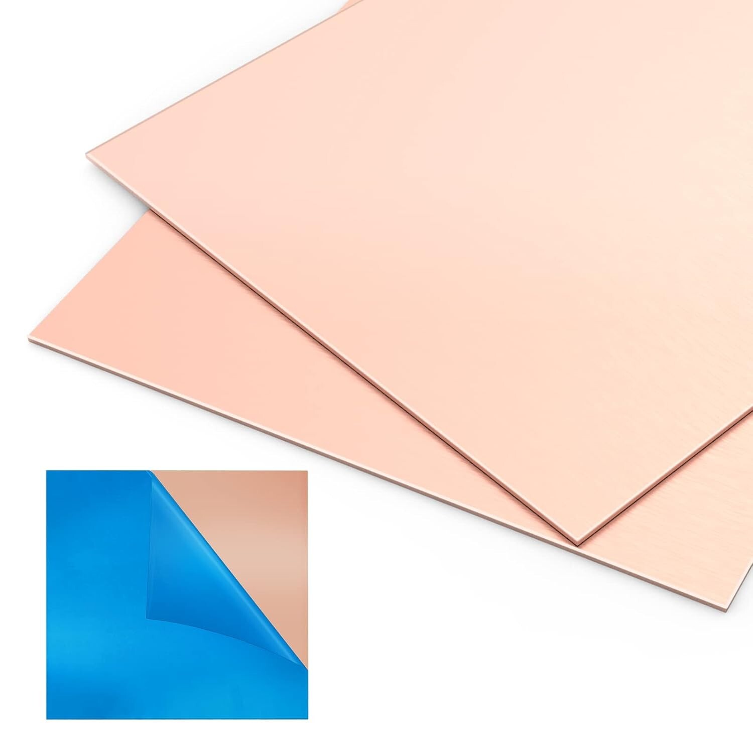 2 Pieces 99.9% Pure Copper Sheet 4" X 4"18 Gauge1mm Thickness Film Attached Co