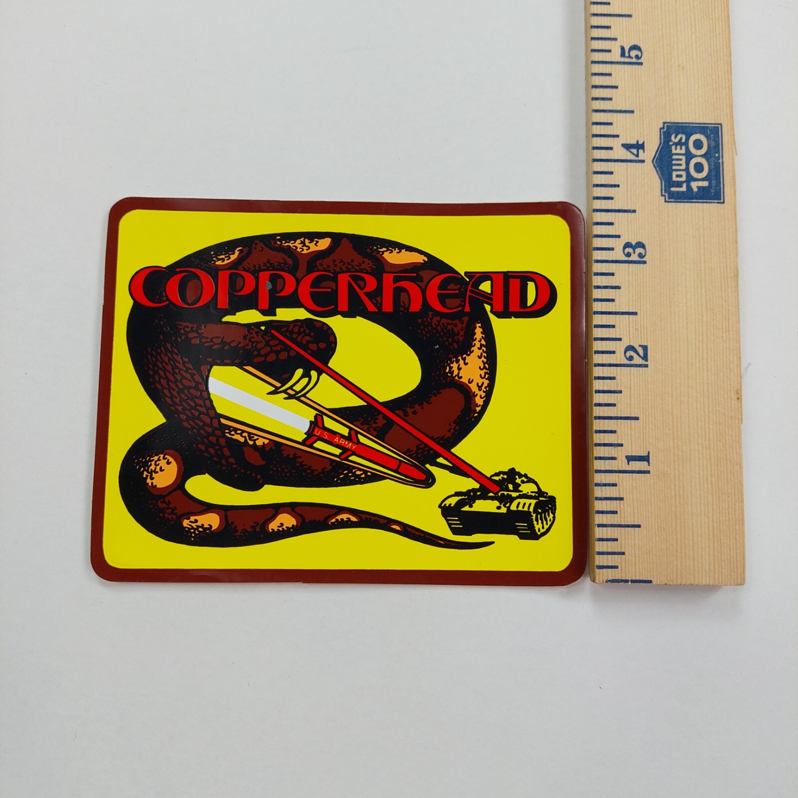Vintage Sticker Decal Copperhead Military Tank Missile Snake Adhesive 4.5"x3.5"