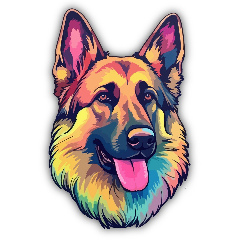 German Shepherd Color Art Cut To Shape Vinyl Sticker