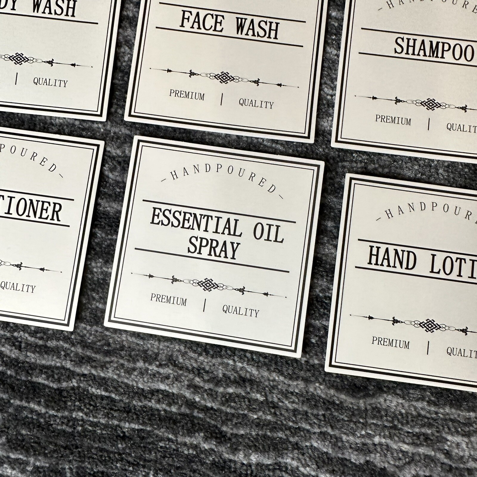 9 White Waterproof Labels Bottles Farmhouse Bathroom Kitchen Hand Soap Organize