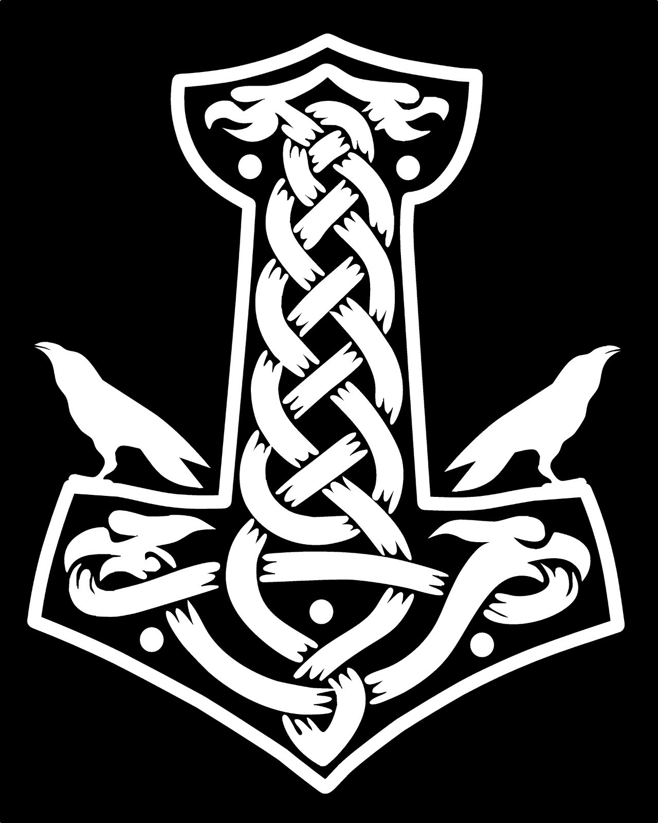 Thor's Hammer Decal with Ravens Mjolnir Viking Nordic car laptop vinyl sticker