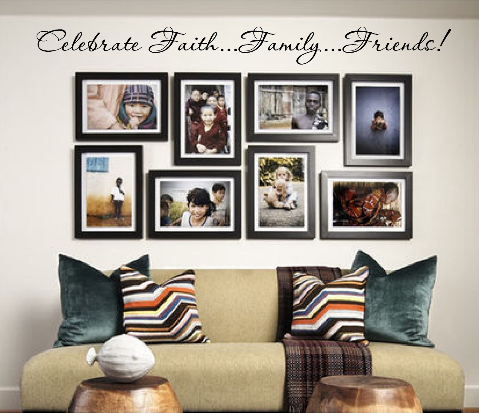 NEW – Celebrate Faith.. Family..Friends. – Vinyl wall art – religious home decor