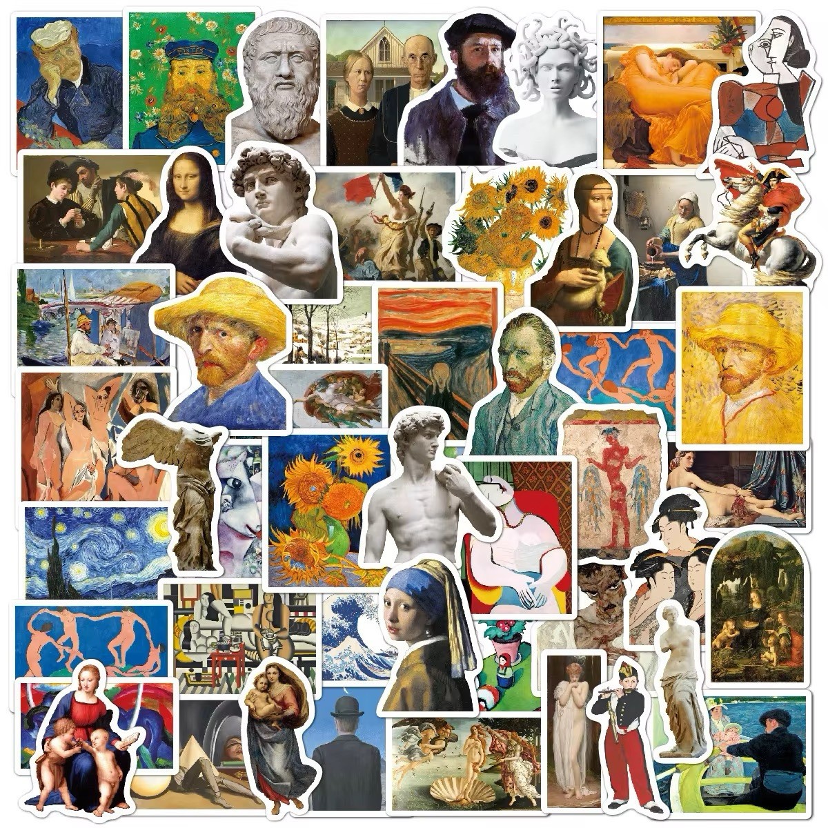 50 PCS Classic Art Stickers Van Gogh Decals Set 1 / A Free Shipping!
