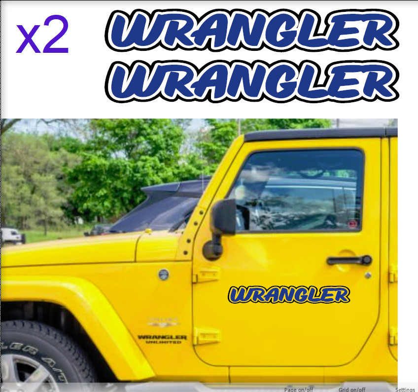 set of 2 WRANGLER decals 2 colors decal 4"H x 27"L