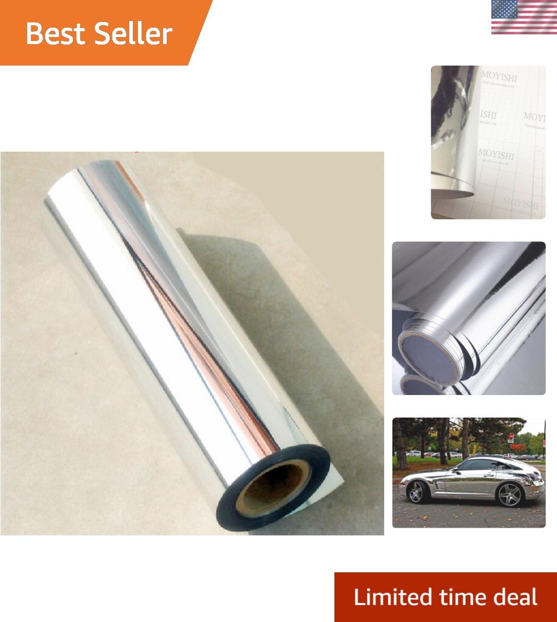 24"x78" Chrome Mirror Self-Adhesive Vinyl – Versatile for Cars & Decor
