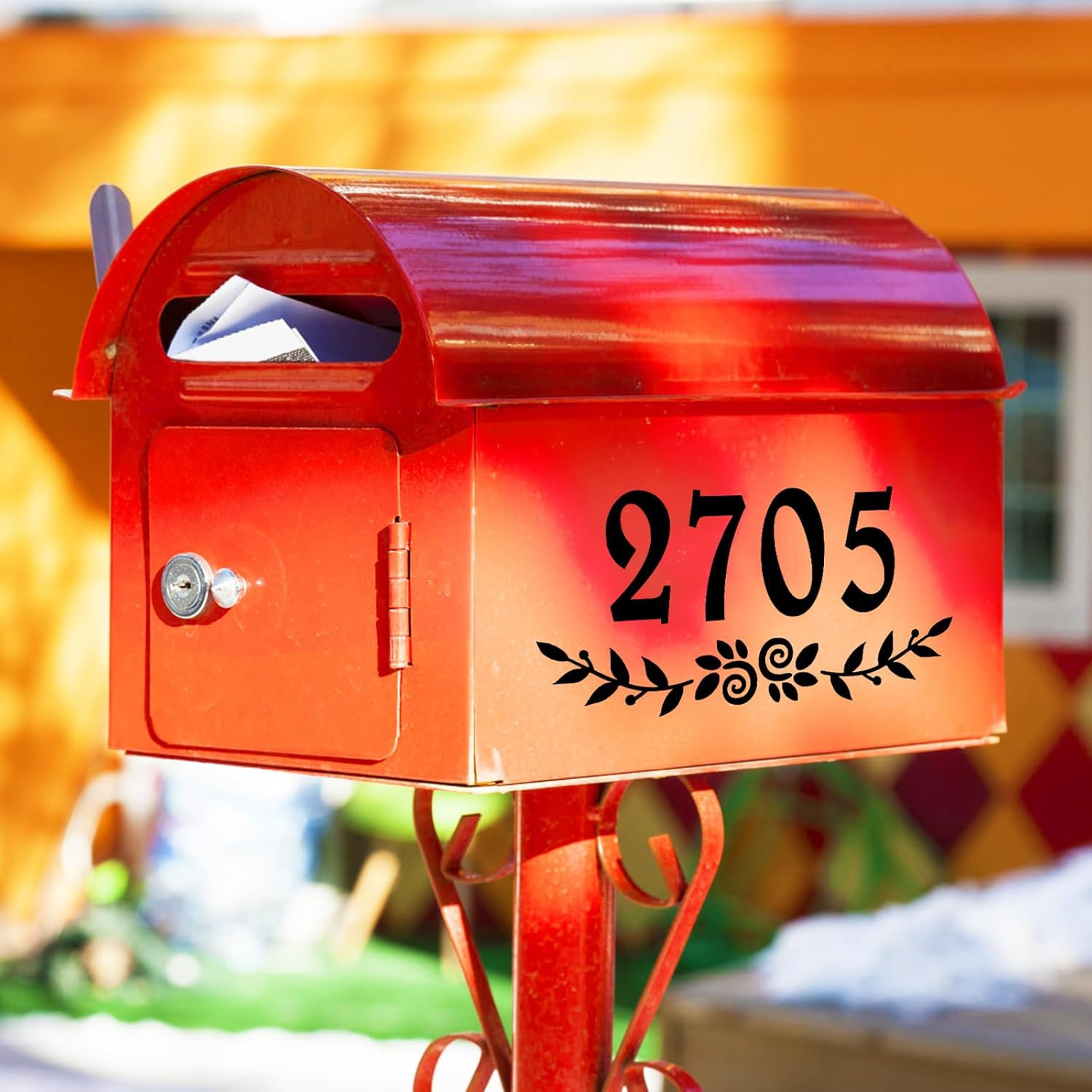 3 Inch Black Mailbox Numbers Stickers, 4 Set Waterproof Rustic Mailbox Decal, Se