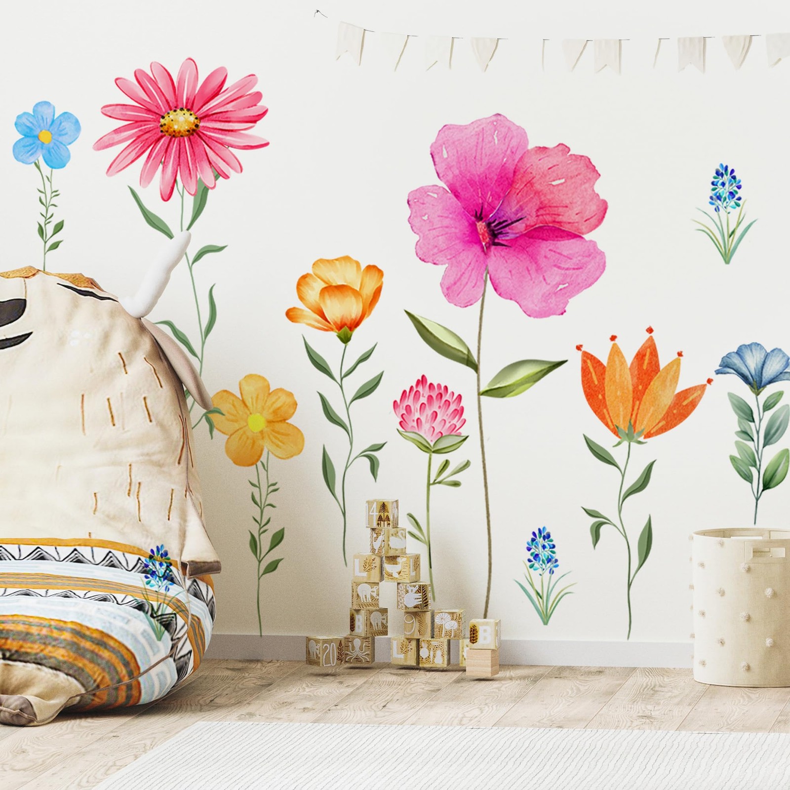 Large Flower Wall Stickers for Room – Peel and Stick Floral Wall Decals for N…