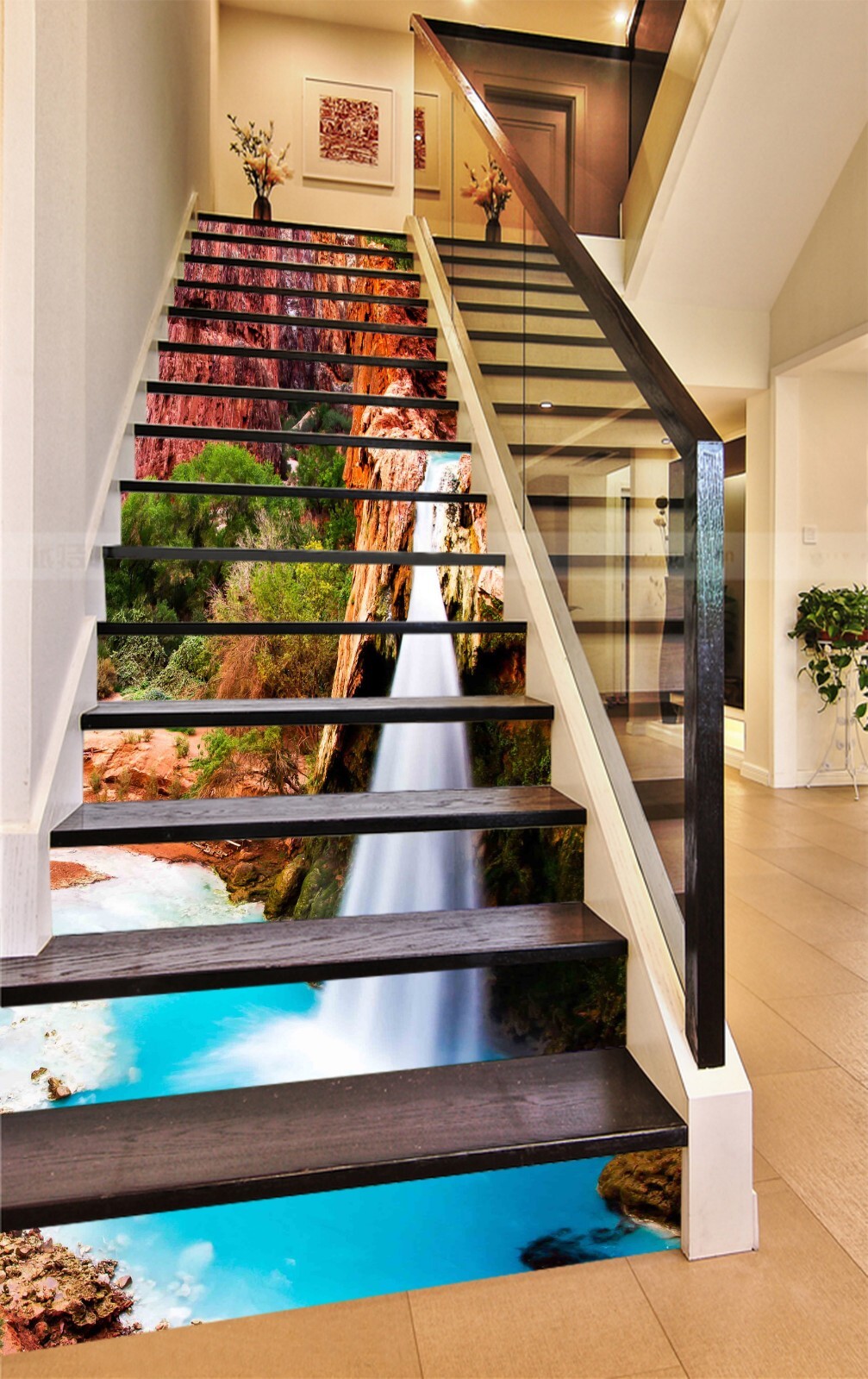 3D Beautiful Waterfall AZ1345 Stair Risers Decoration Mural Vinyl Wallpaper Kay