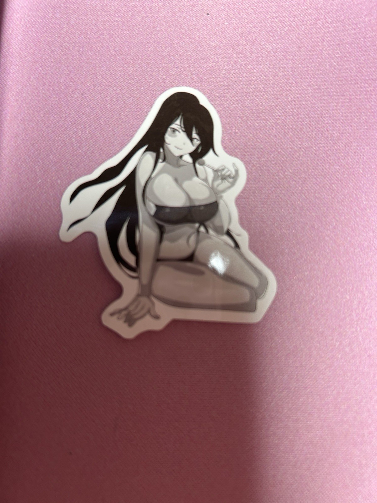 black and white waifu lewd sexy sticker #17