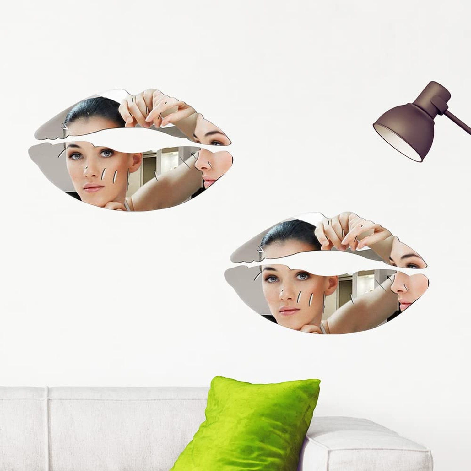 LZYMSZ Lips Mirror Wall Stickers, 2 Set 3D Large Kiss Shape Decals, Acrylic D…