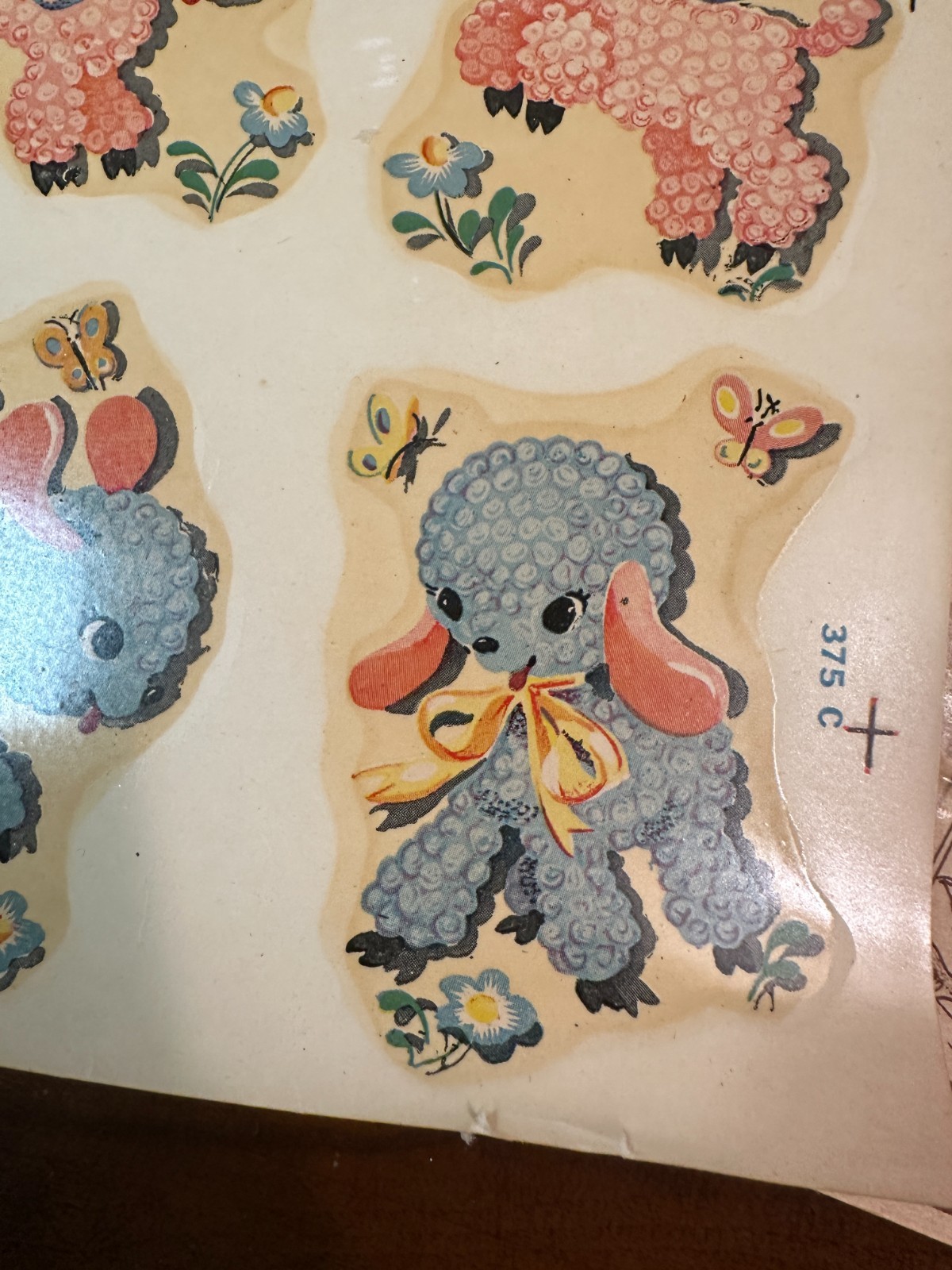 Vintage Lambs Sheep Duro Decals Transfers 1960s 1950s children pink blue kitchy