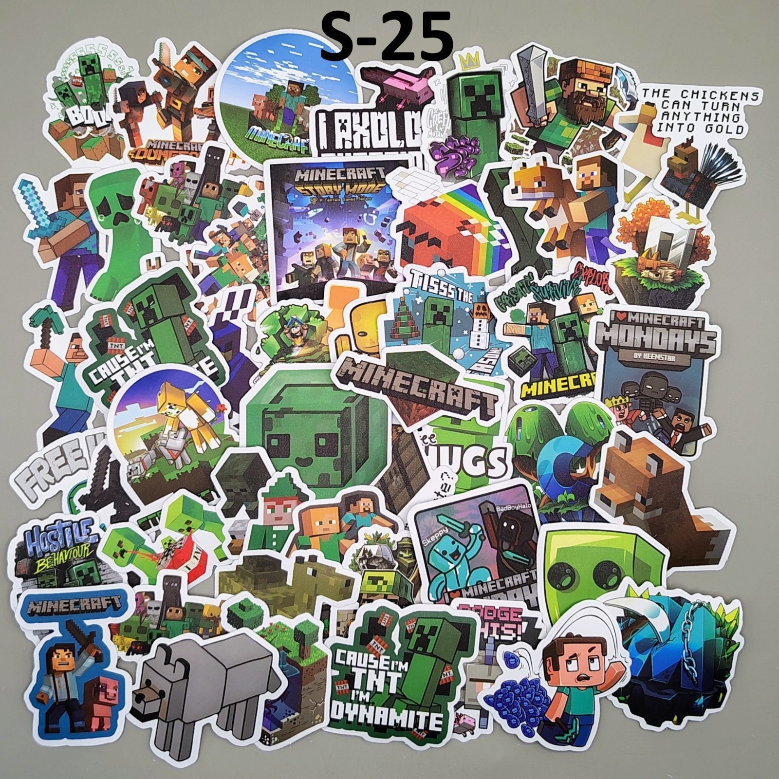 You Pick 50 Pack Mine Crafting Stickers 8-Bit Pixel Block Builder Decal Lot