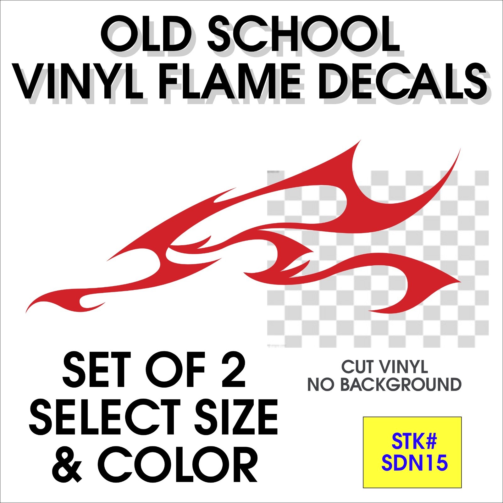 Old School Vinyl Flame Decals / Pinstripe ( set of 2 ) – STK# SDN15