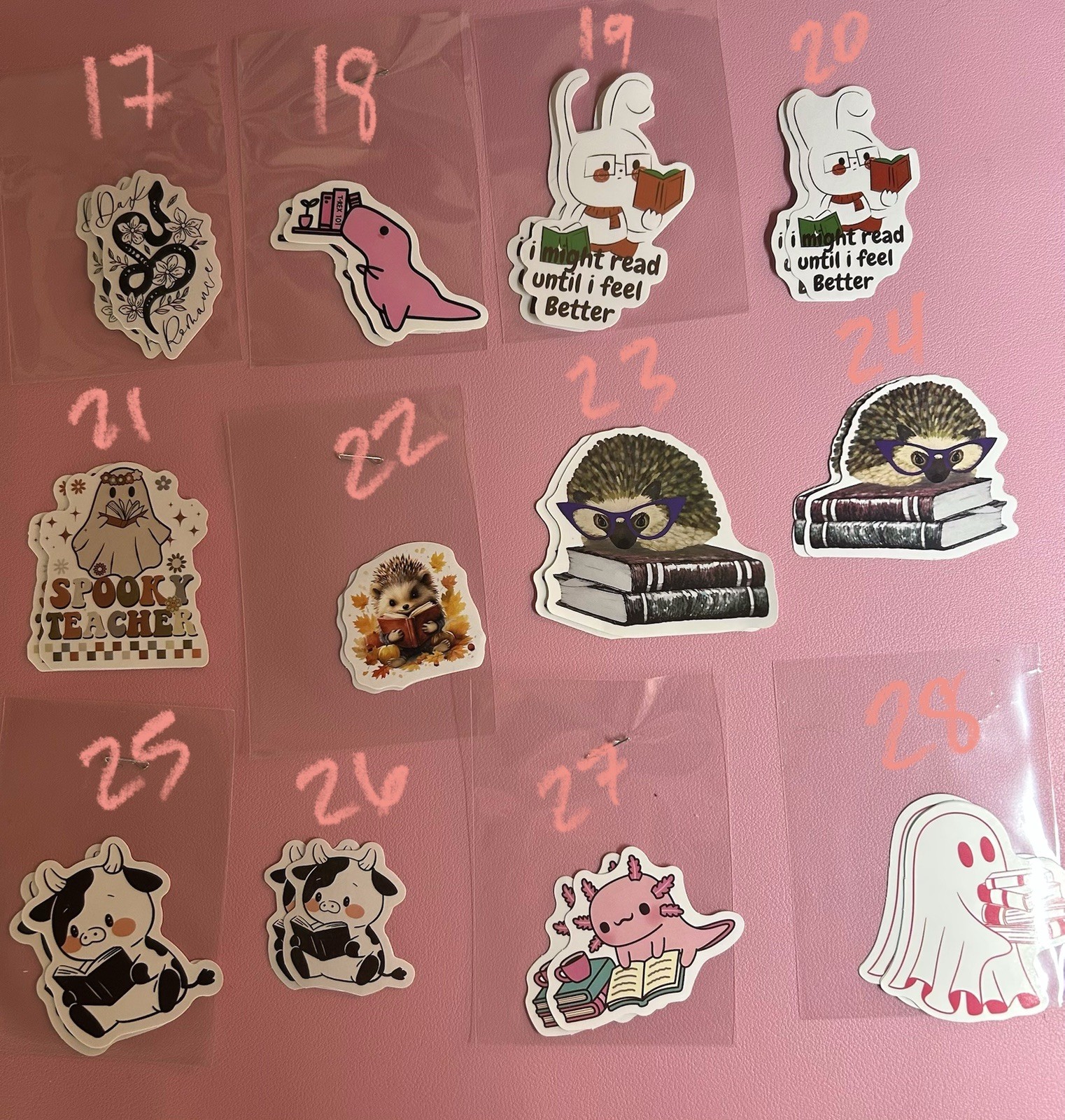 Animals And Ghosts Reading Books Stickers