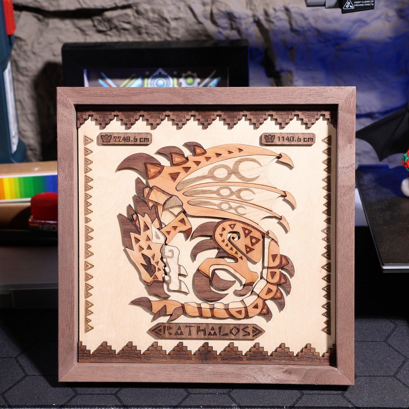 Handcrafted Rathalos Wooden Artwork | Perfect Gift for Monster Hunter Fans Gift