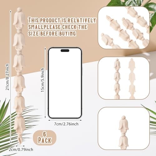 6 Pcs Long Wood Carved Appliques Onlays Frame Decals Frame Furniture Decorative