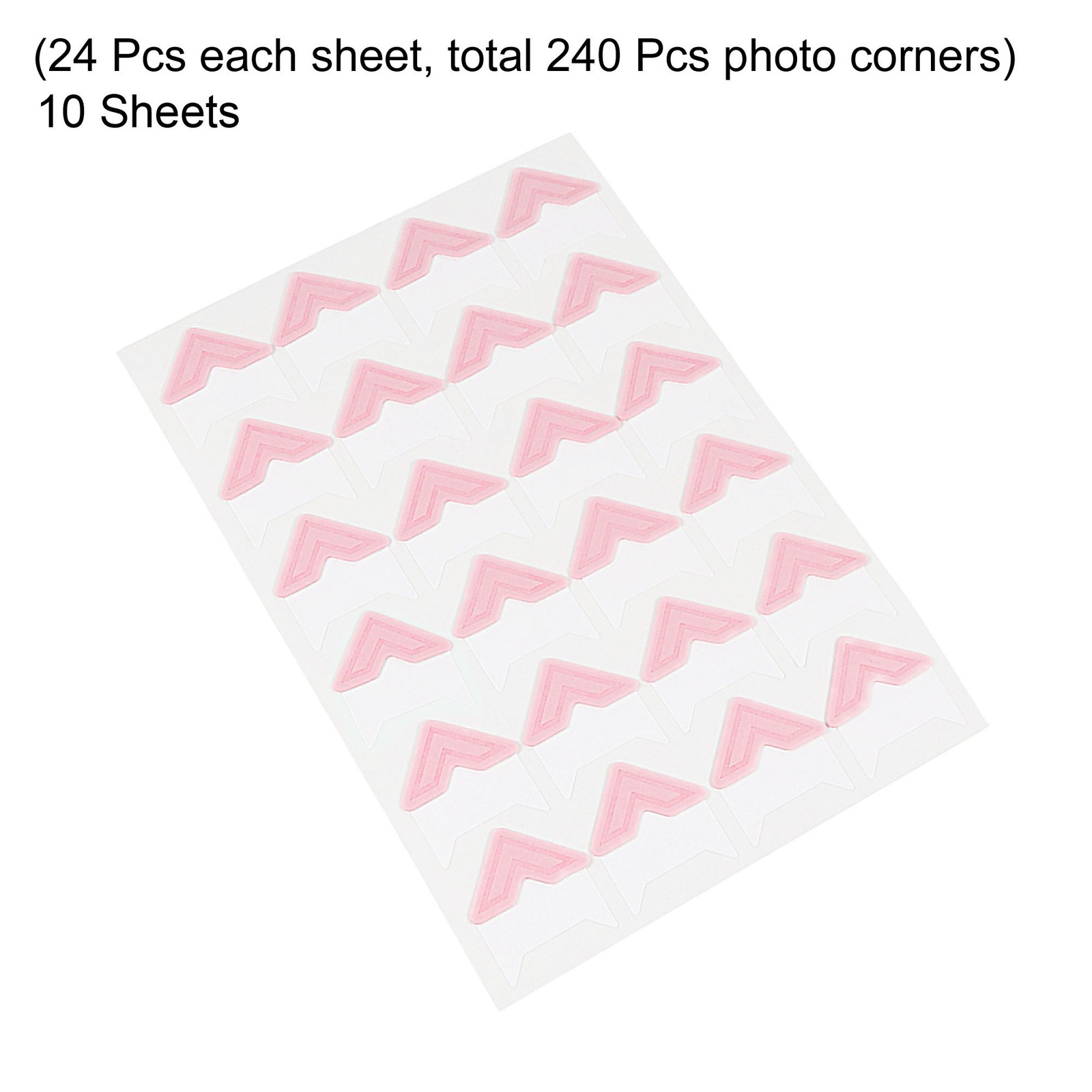 10Sheets/240Pcs Photo Corners Adhesive DIY Picture Mounting Sticker Pink