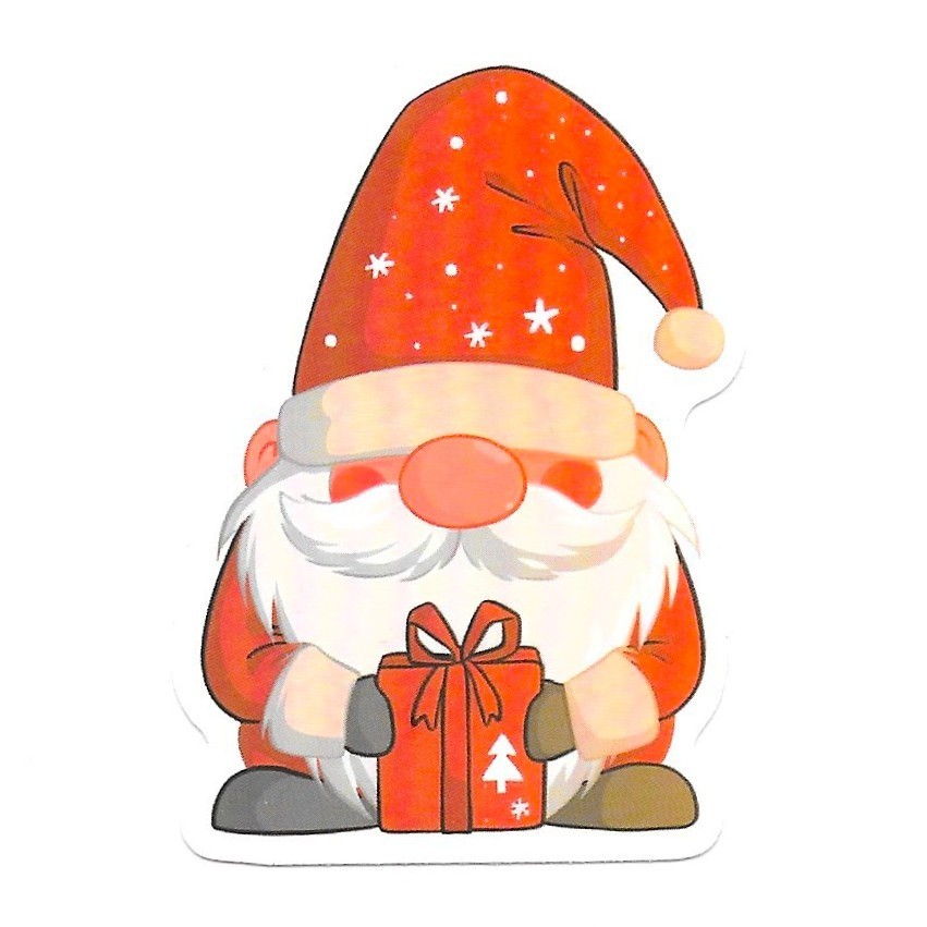 Cute Christmas Gnome Sticker Vinyl Die Cut Gift Decal Scrapbook Journal Holiday