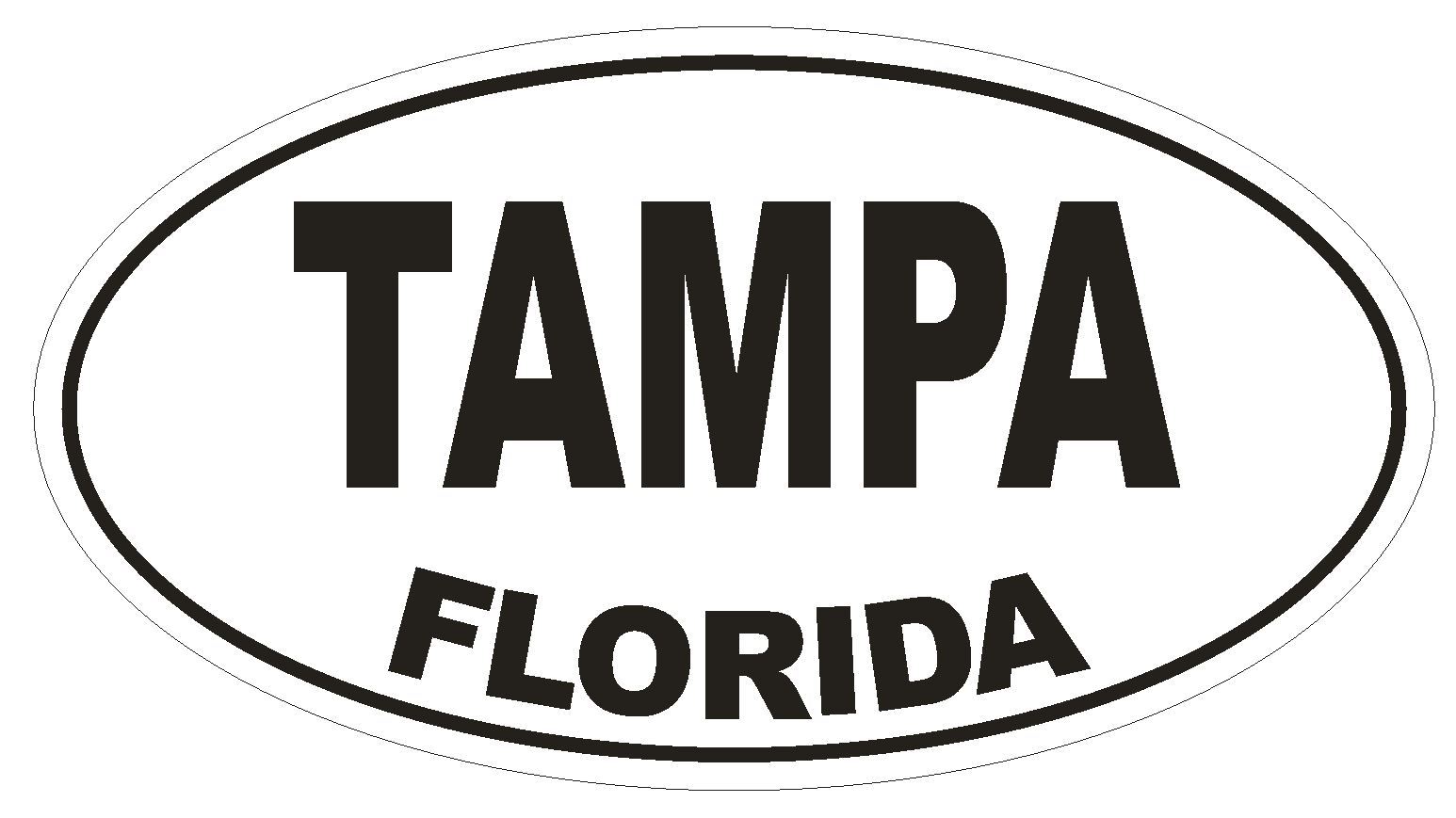 Tampa Florida Oval Bumper Sticker or Helmet Sticker D1339 Euro Oval