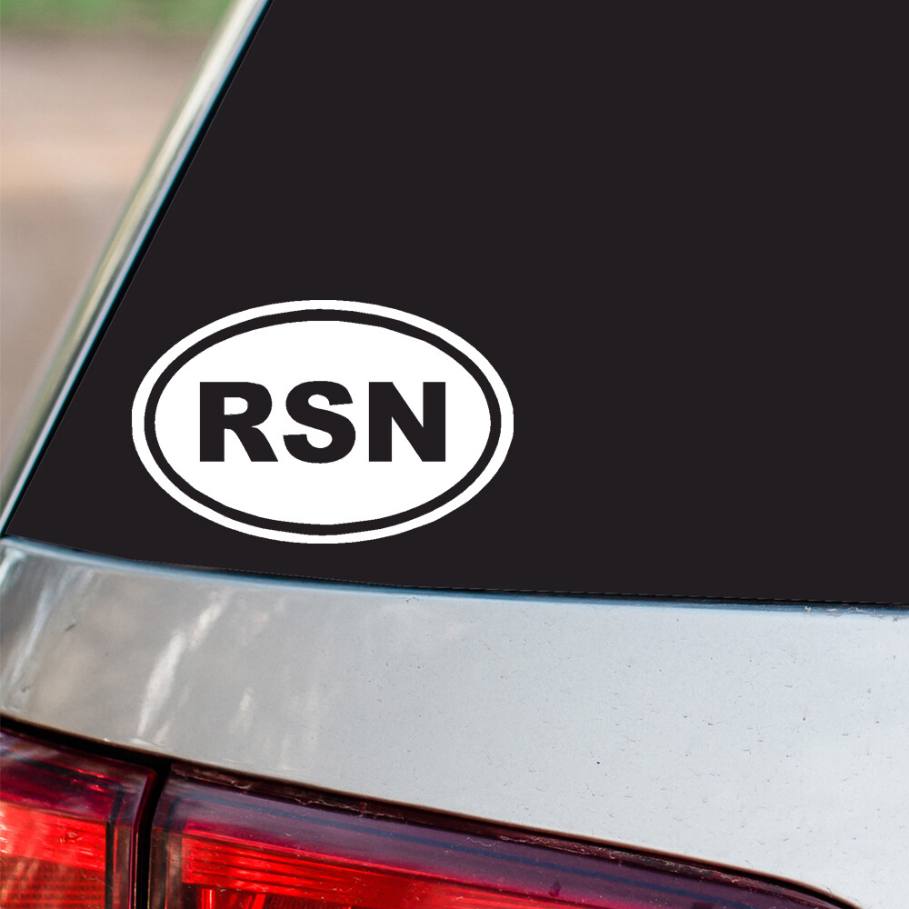 RSN Sticker oval euro chrome & regular vinyl color choices