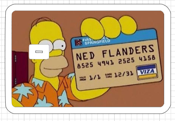Simpsons Credit Debit ATM Card Skin Sticker Bart Homer Money Ned Rod Flanders