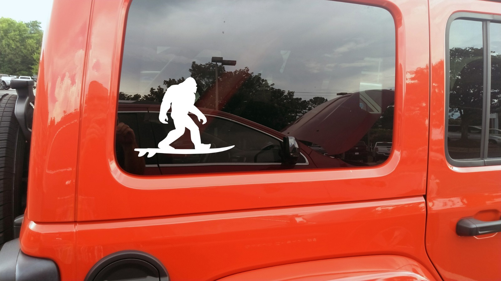 Bigfoot Surfing Vinyl Sticker Decal Beach Outdoor Humor Sasquatch