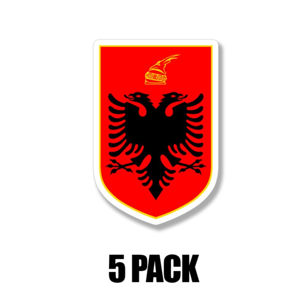 Albanian Coat of Arms Cell Phone Sticker Mobile Albania flag 2 PACK 4 Inch Tall
