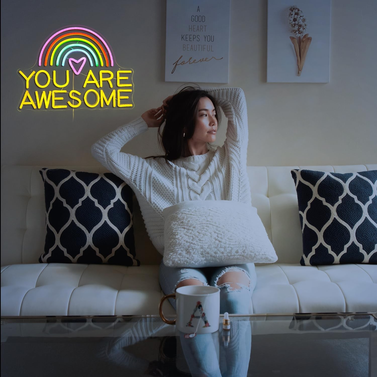 You Are Awesome Neon Sign USB Power Led Rainbow Light Up Sign for Wall Decor …