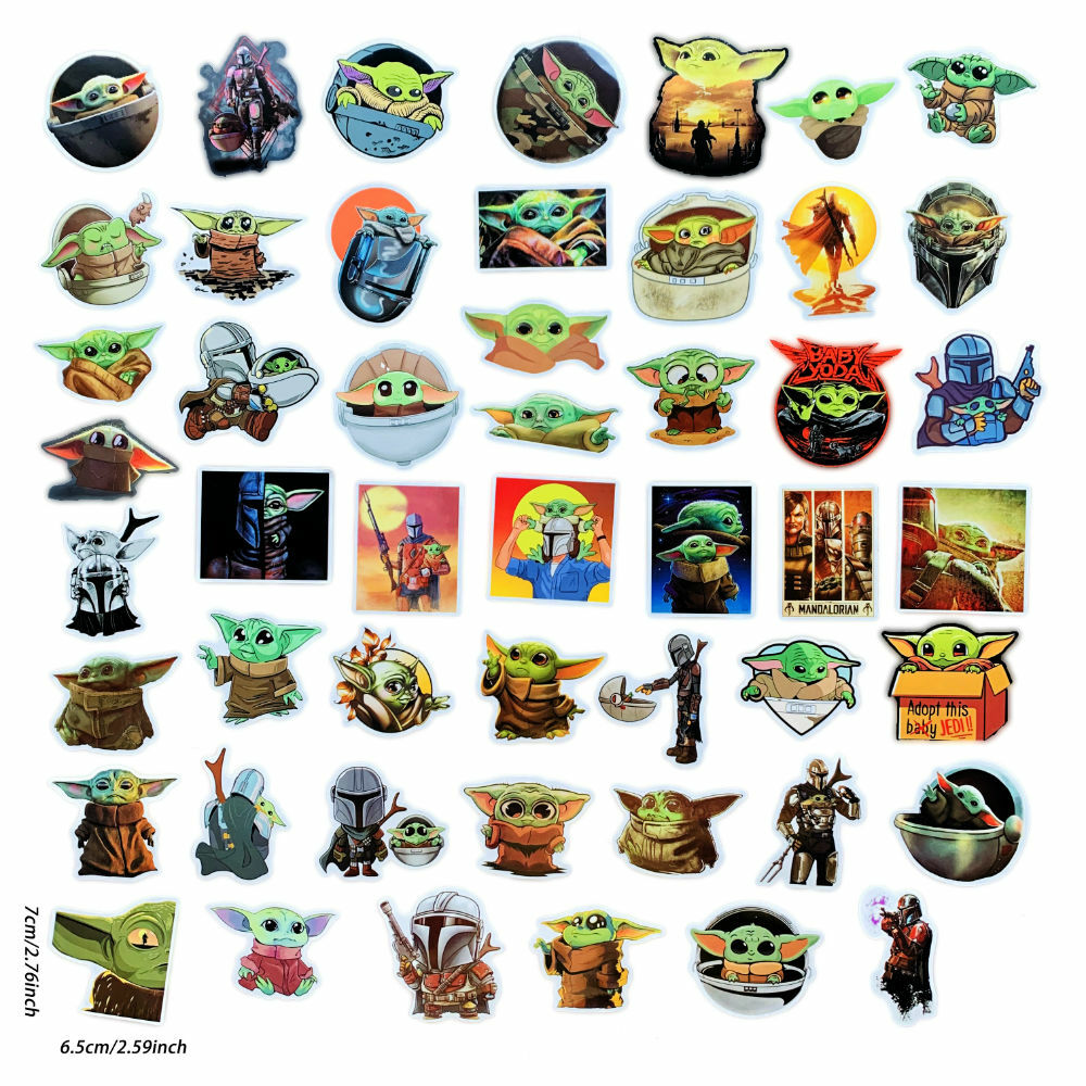 50 Pcs Baby Yoda Star Wars Mandalorian Vinyl Stickers for Laptop etc