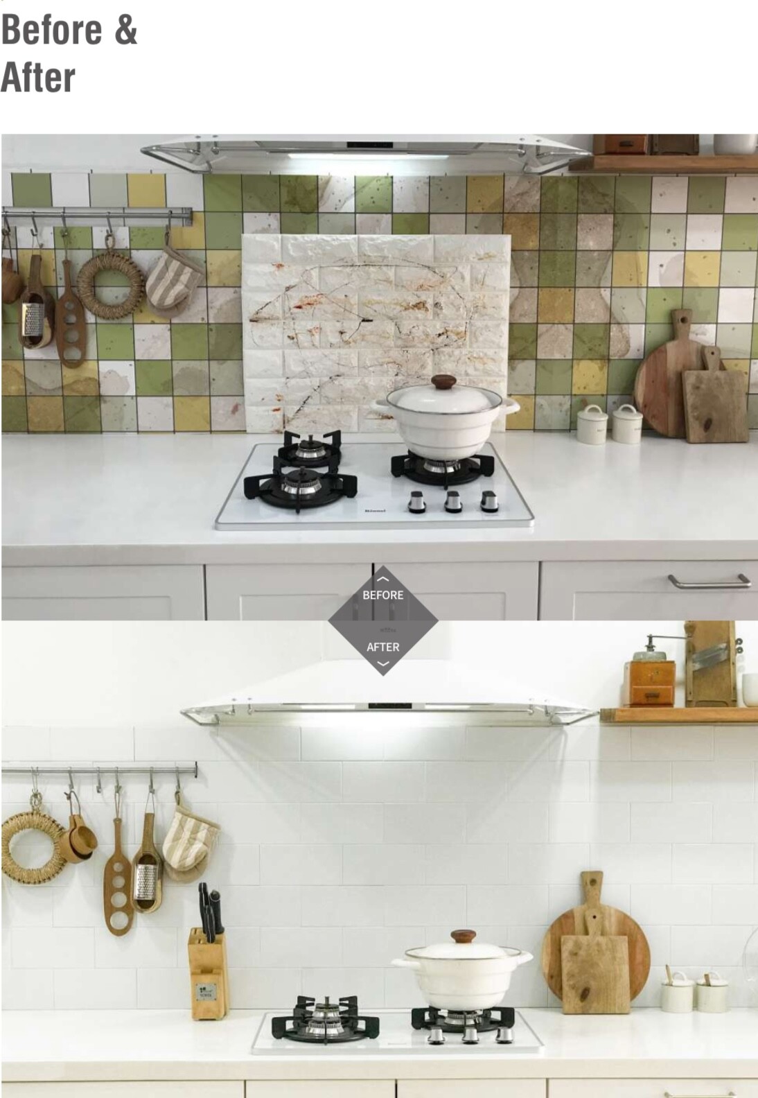 Peel & Stick Metal Tile kitchen backsplash 3.93"x7.87"(100MM x 200MM)