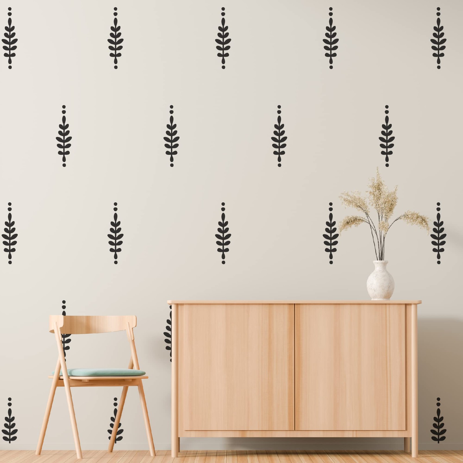 SHYJSHYJ A Room with Floral Vinyl Leaves Wall Decals, Peel and Stick Black