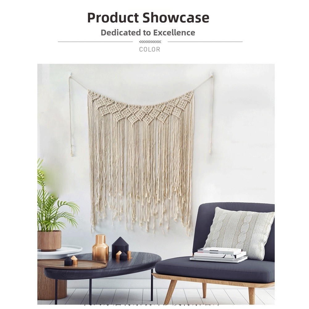 Wall Tapestry Cotton Bohemian Handwoven for Living Room Bedroom 100x115cm